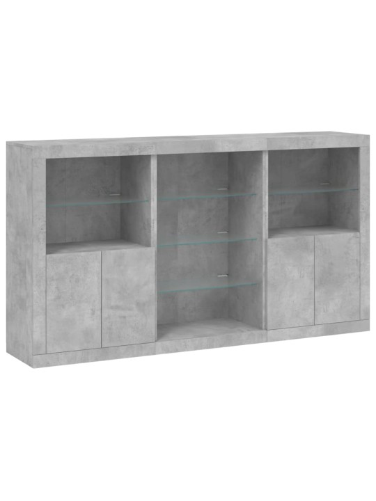 Kumode ar led lampiņām, betona pelēka, 181,5x37x100 cm