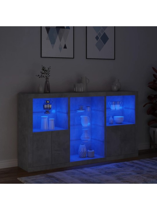 Kumode ar led lampiņām, betona pelēka, 181,5x37x100 cm