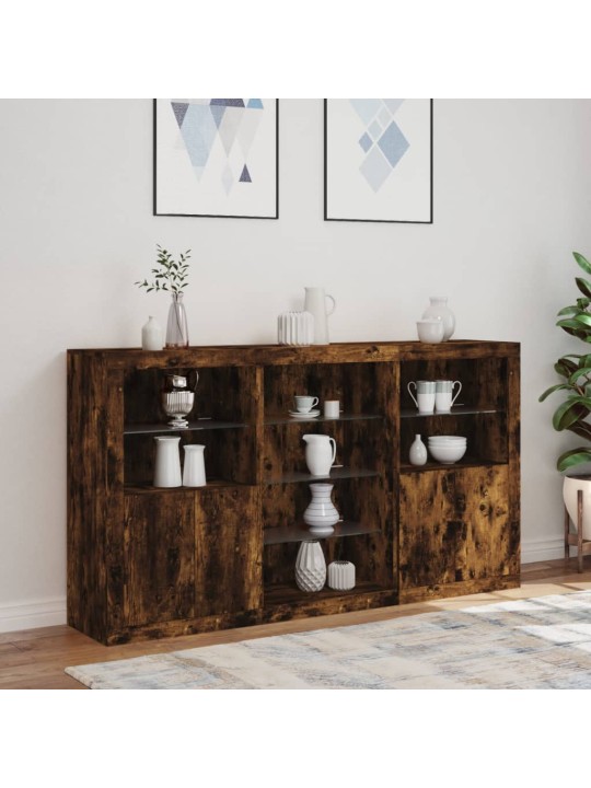 Kumode ar led lampiņām, ozolkoka krāsa, 181,5x37x100 cm
