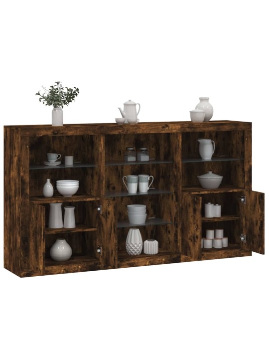 Kumode ar led lampiņām, ozolkoka krāsa, 181,5x37x100 cm