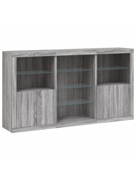 Kumode ar led lampiņām, pelēka ozolkoka krāsa, 181,5x37x100 cm