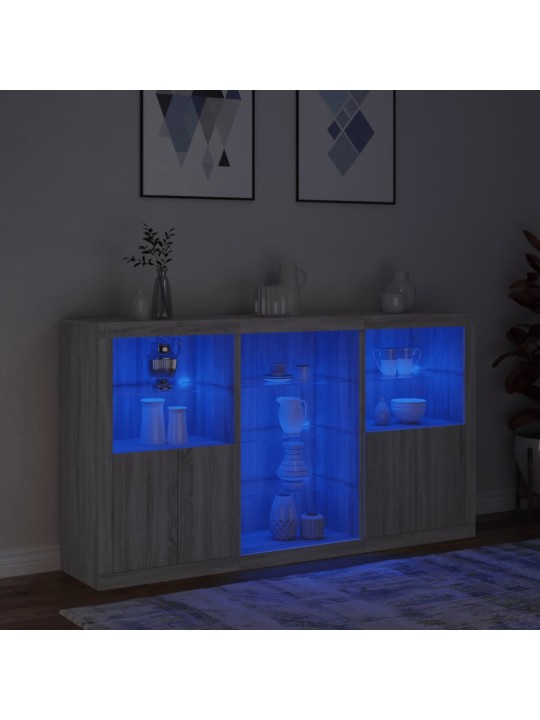 Kumode ar led lampiņām, pelēka ozolkoka krāsa, 181,5x37x100 cm
