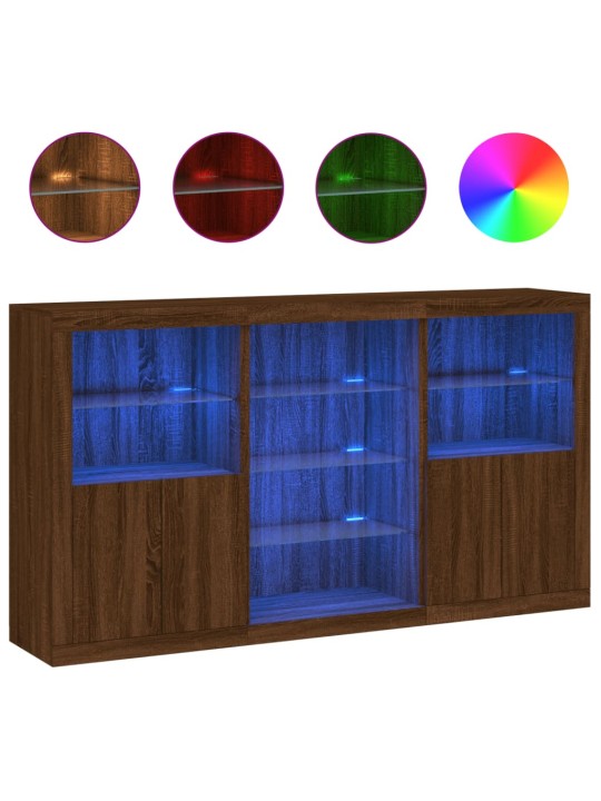 Kumode ar led lampiņām, brūna koka krāsa, 181,5x37x100 cm