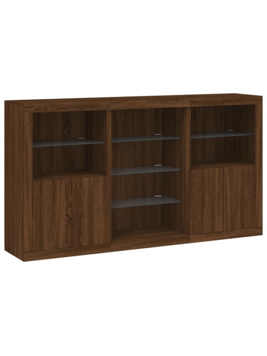 Kumode ar led lampiņām, brūna koka krāsa, 181,5x37x100 cm