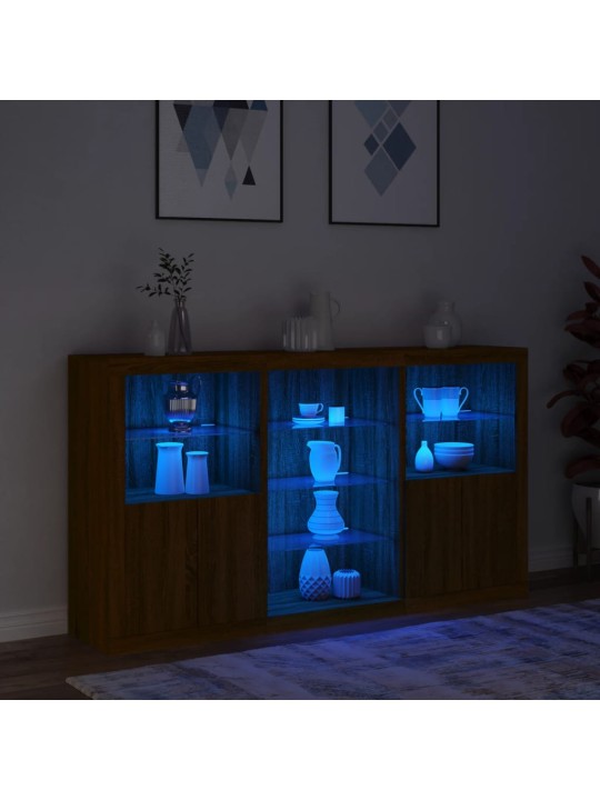 Kumode ar led lampiņām, brūna koka krāsa, 181,5x37x100 cm