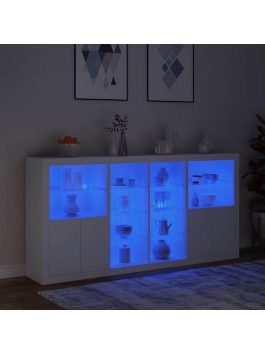 Kumode ar led lampiņām, balta, 202x37x100 cm
