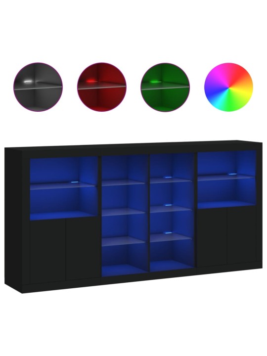 Kumode ar led lampiņām, melna, 202x37x100 cm