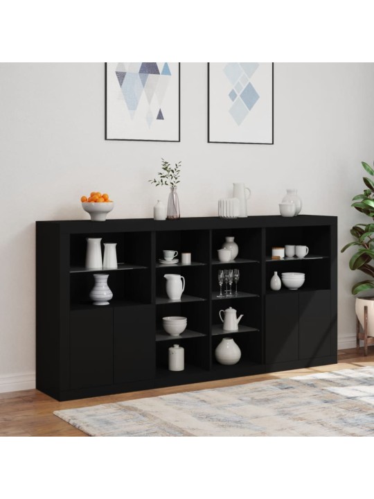 Kumode ar led lampiņām, melna, 202x37x100 cm