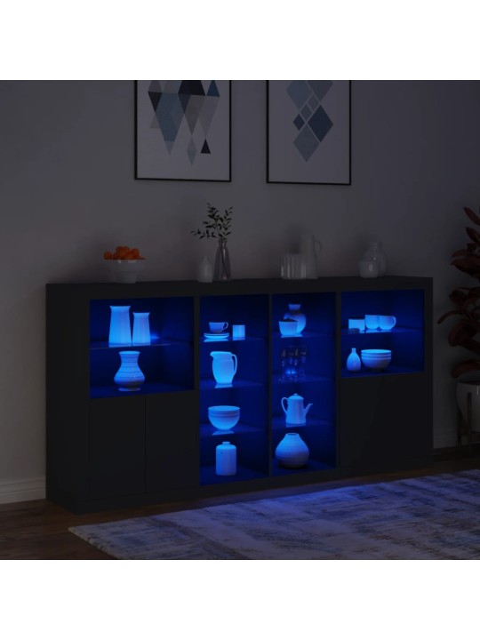 Kumode ar led lampiņām, melna, 202x37x100 cm