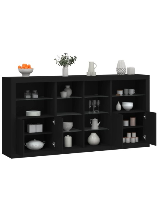 Kumode ar led lampiņām, melna, 202x37x100 cm
