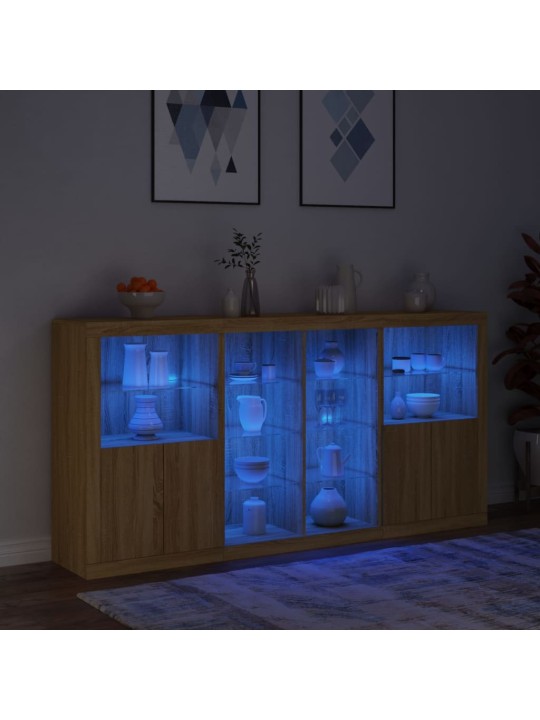 Kumode ar led lampiņām, ozolkoka krāsa, 202x37x100 cm