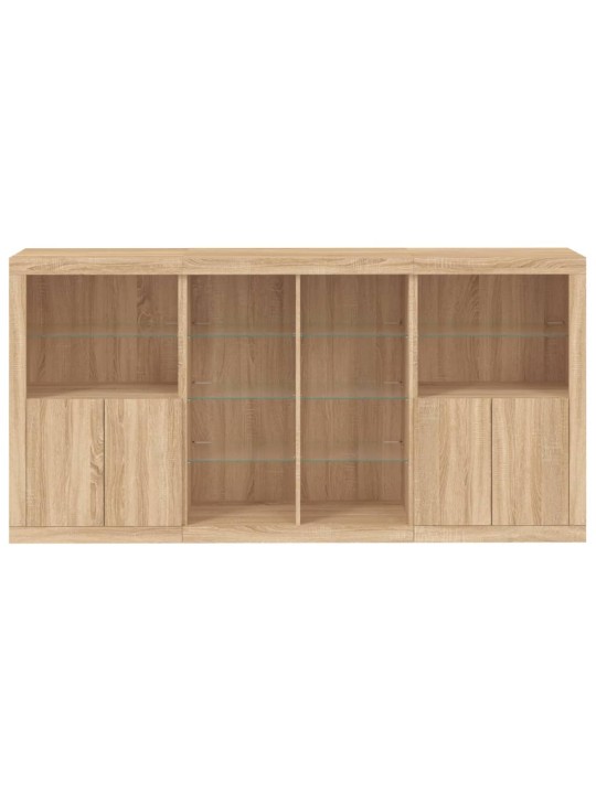 Kumode ar led lampiņām, ozolkoka krāsa, 202x37x100 cm