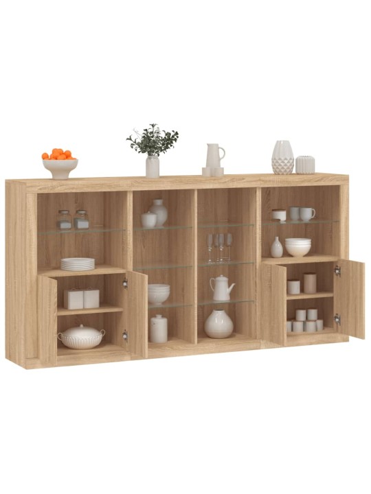 Kumode ar led lampiņām, ozolkoka krāsa, 202x37x100 cm