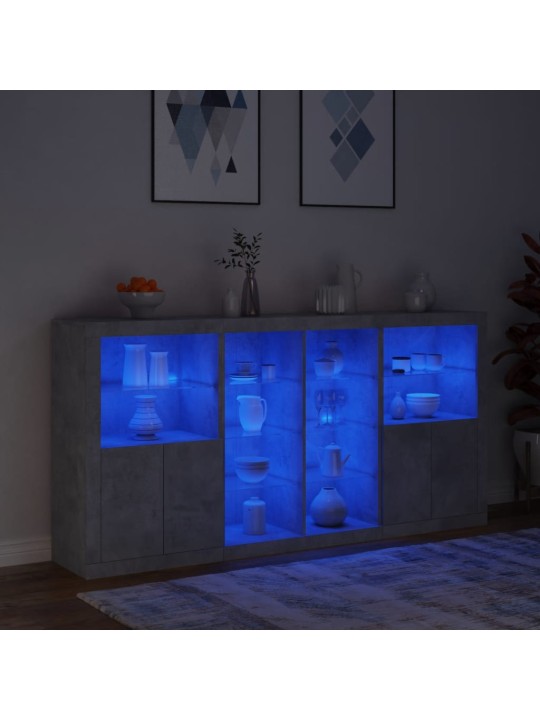 Kumode ar led lampiņām, betona pelēka, 202x37x100 cm