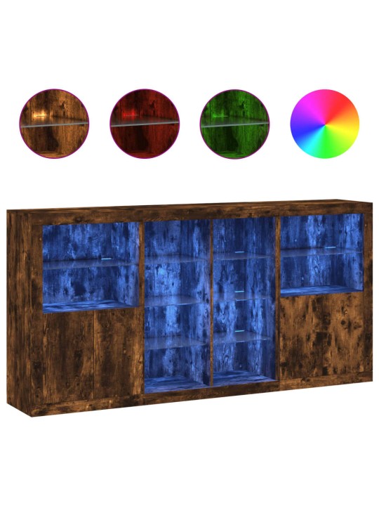 Kumode ar led lampiņām, ozolkoka krāsa, 202x37x100 cm