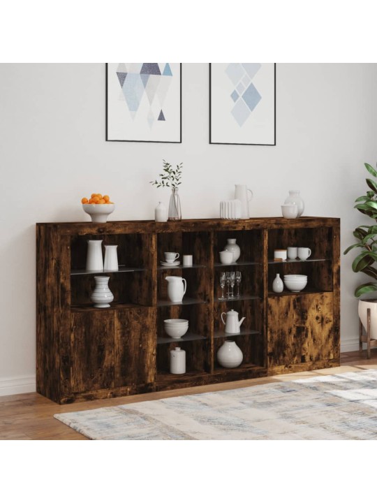 Kumode ar led lampiņām, ozolkoka krāsa, 202x37x100 cm