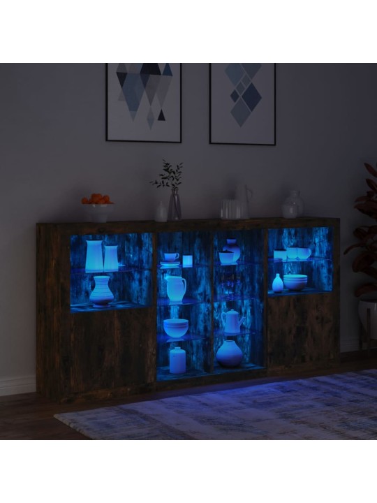 Kumode ar led lampiņām, ozolkoka krāsa, 202x37x100 cm