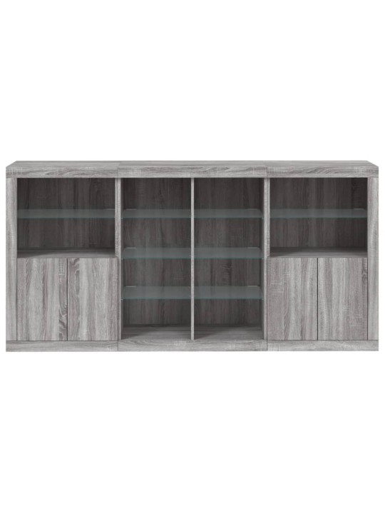Kumode ar led lampiņām, pelēka ozolkoka krāsa, 202x37x100 cm