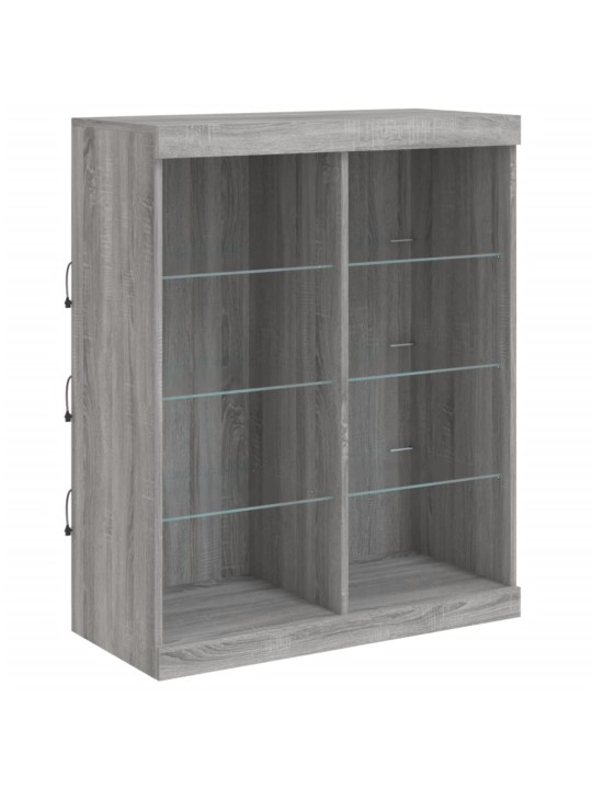Kumode ar led lampiņām, pelēka ozolkoka krāsa, 202x37x100 cm