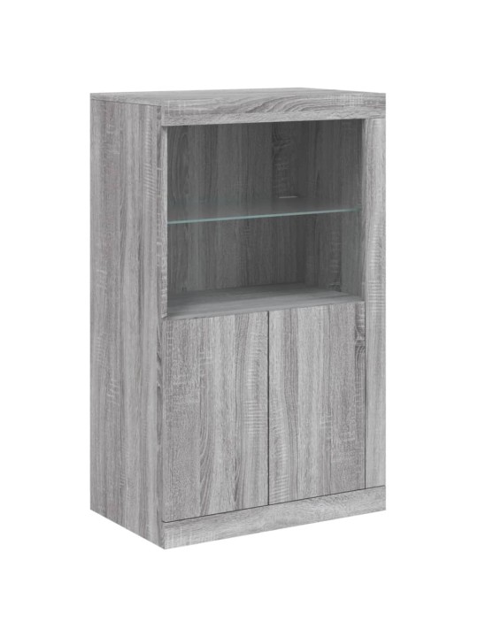 Kumode ar led lampiņām, pelēka ozolkoka krāsa, 202x37x100 cm