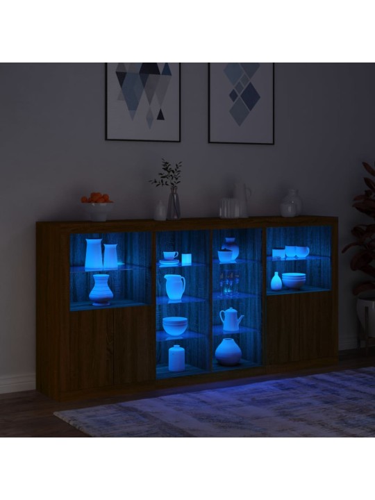 Kumode ar led lampiņām, brūna koka krāsa, 202x37x100 cm