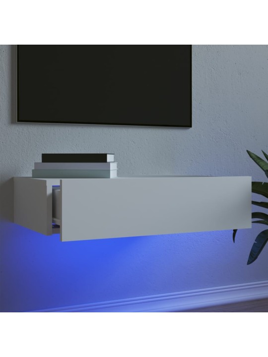 Tv skapītis ar led apgaismojumu, balts, 60x35x15,5 cm