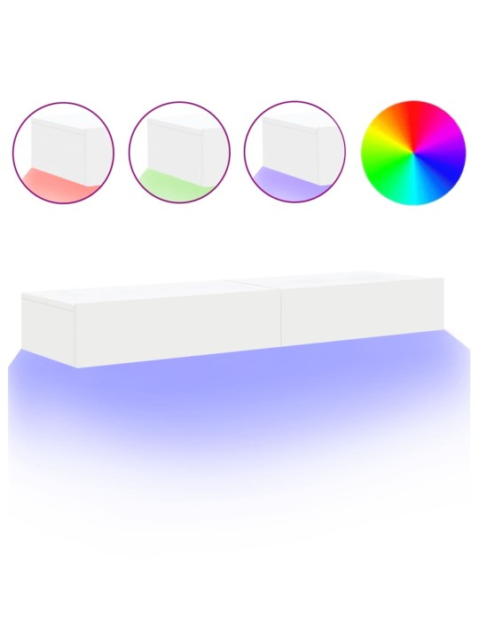 Tv skapīši ar led apgaismojumu, 2 gab., balti, 60x35x15,5 cm