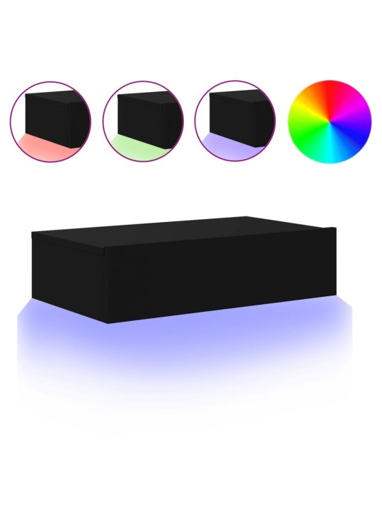 Tv skapītis ar led apgaismojumu, melns, 60x35x15,5 cm