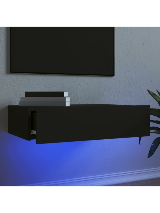 Tv skapītis ar led apgaismojumu, melns, 60x35x15,5 cm