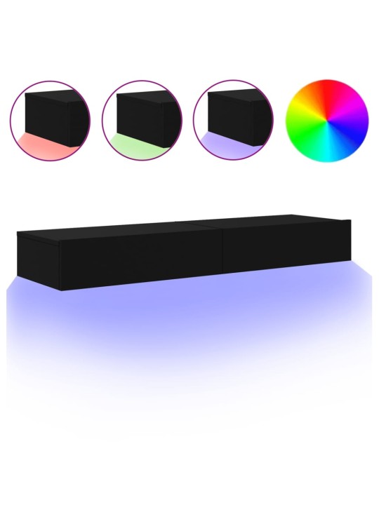 Tv skapīši ar led apgaismojumu, 2 gab., melni, 60x35x15,5 cm