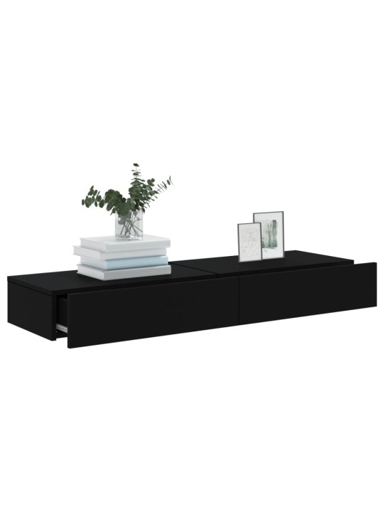 Tv skapīši ar led apgaismojumu, 2 gab., melni, 60x35x15,5 cm