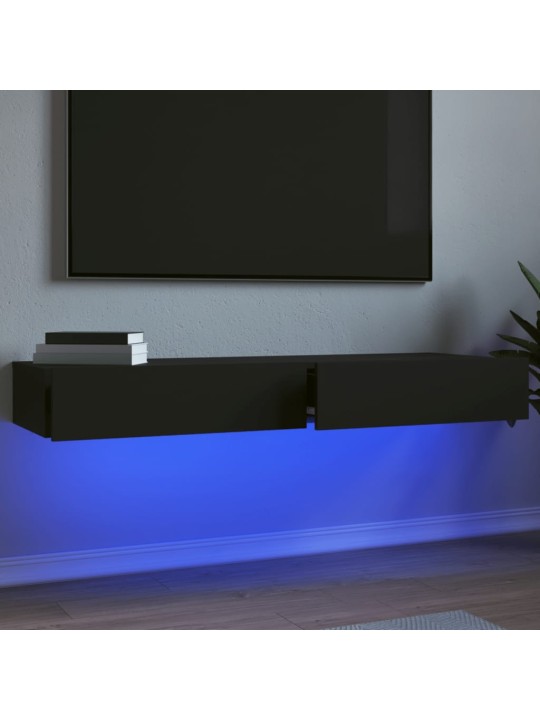 Tv skapīši ar led apgaismojumu, 2 gab., melni, 60x35x15,5 cm