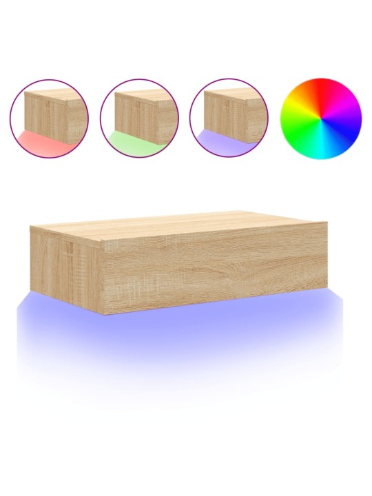 Tv skapītis ar led apgaismojumu, ozolkoka krāsa, 60x35x15,5 cm