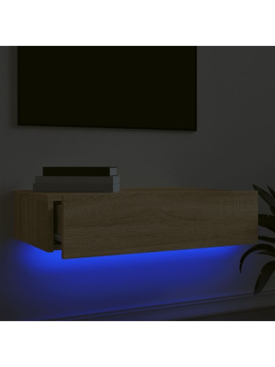 Tv skapītis ar led apgaismojumu, ozolkoka krāsa, 60x35x15,5 cm