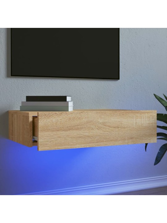 Tv skapītis ar led apgaismojumu, ozolkoka krāsa, 60x35x15,5 cm