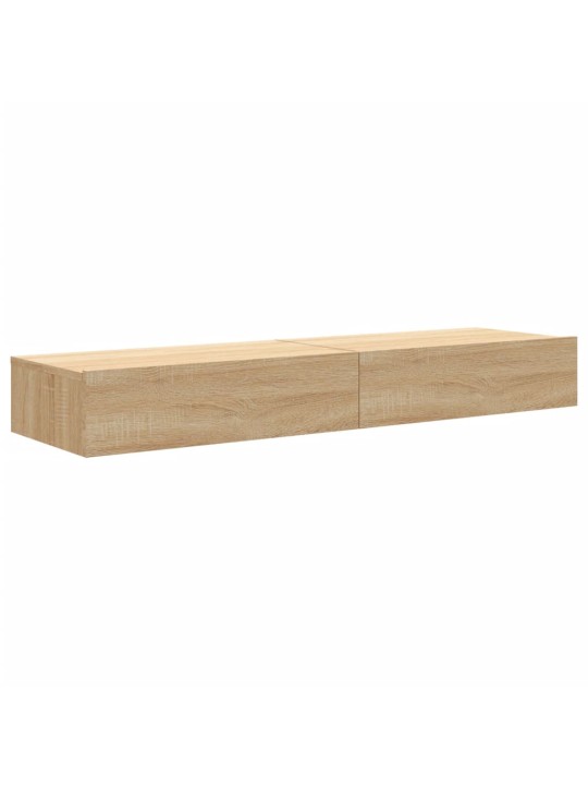Tv plaukti ar led lampiņām, 2gab., 60x35x15,5cm, ozolkoka krāsā