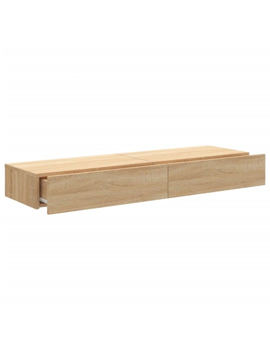 Tv plaukti ar led lampiņām, 2gab., 60x35x15,5cm, ozolkoka krāsā
