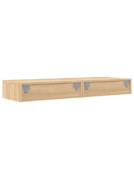 Tv plaukti ar led lampiņām, 2gab., 60x35x15,5cm, ozolkoka krāsā