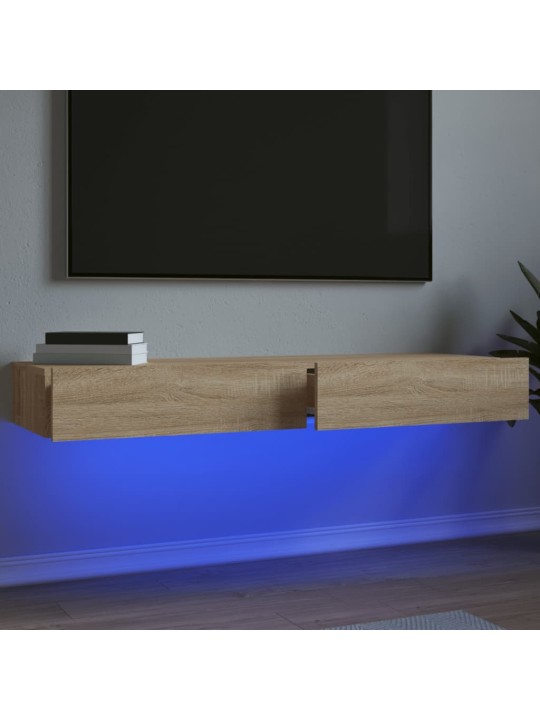 Tv plaukti ar led lampiņām, 2gab., 60x35x15,5cm, ozolkoka krāsā