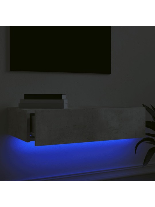 Tv skapītis ar led apgaismojumu, betona pelēks, 60x35x15,5 cm