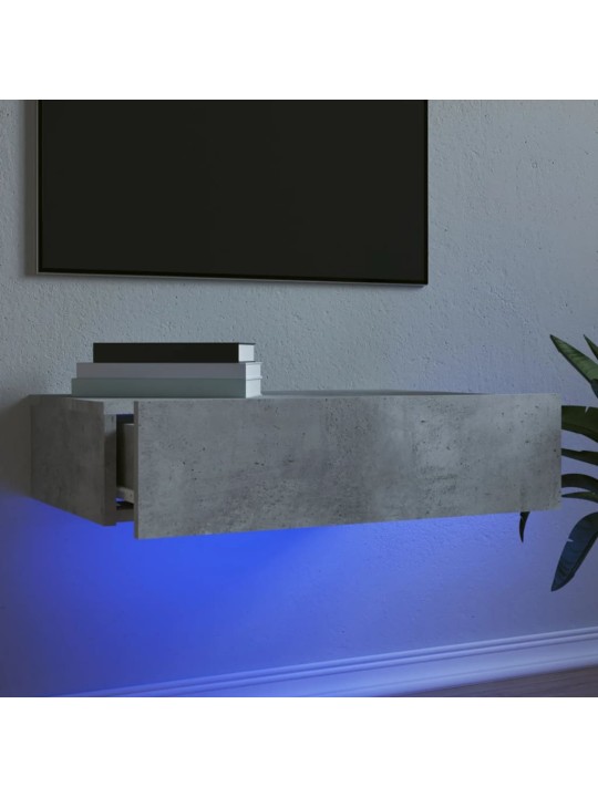 Tv skapītis ar led apgaismojumu, betona pelēks, 60x35x15,5 cm