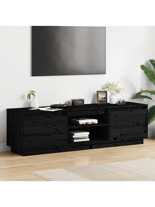 Tv skapītis, melns, 140x35x40 cm, priedes masīvkoks