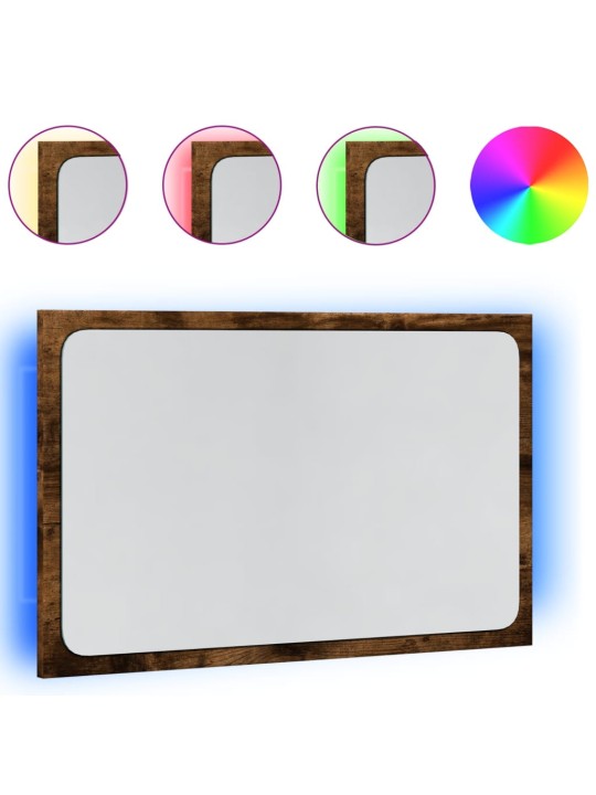 Vannasistabas spogulis ar led, ozola, 60x8,5x38 cm, koks