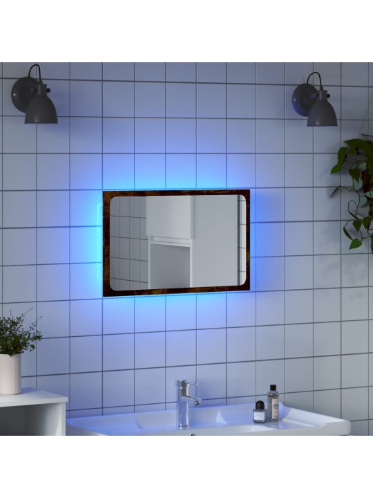 Vannasistabas spogulis ar led, ozola, 60x8,5x38 cm, koks