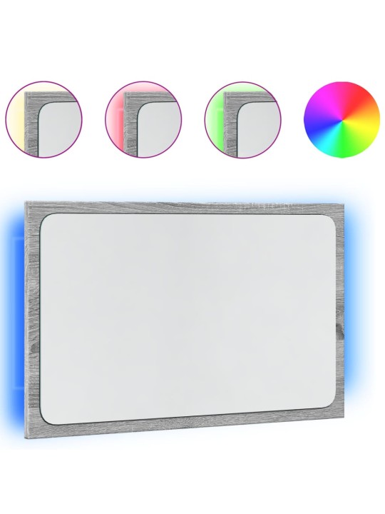 Vannasistabas spogulis ar led, pelēks, 60x8,5x38 cm, koks