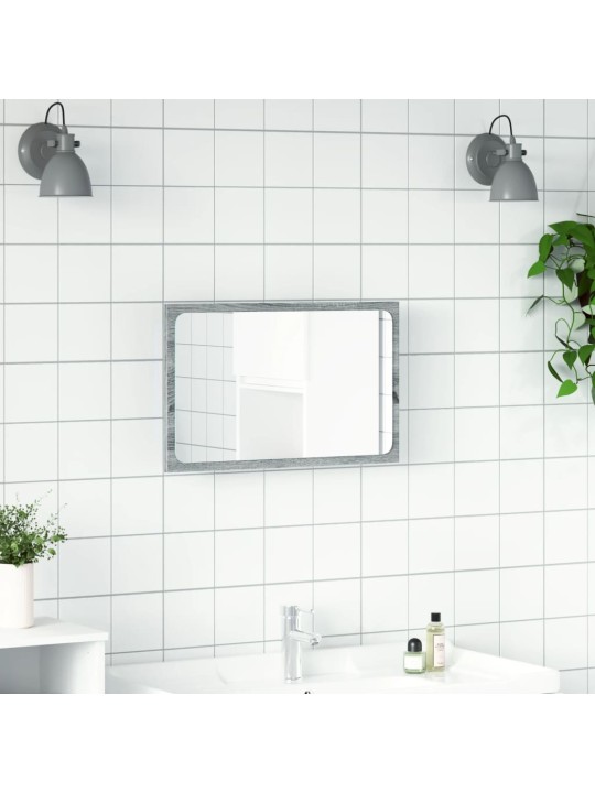 Vannasistabas spogulis ar led, pelēks, 60x8,5x38 cm, koks