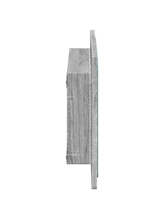 Vannasistabas spogulis ar led, pelēks, 60x8,5x38 cm, koks