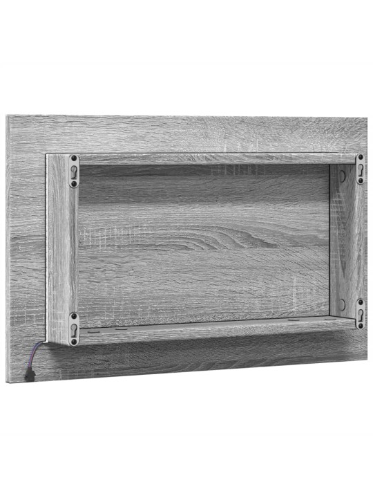 Vannasistabas spogulis ar led, pelēks, 60x8,5x38 cm, koks