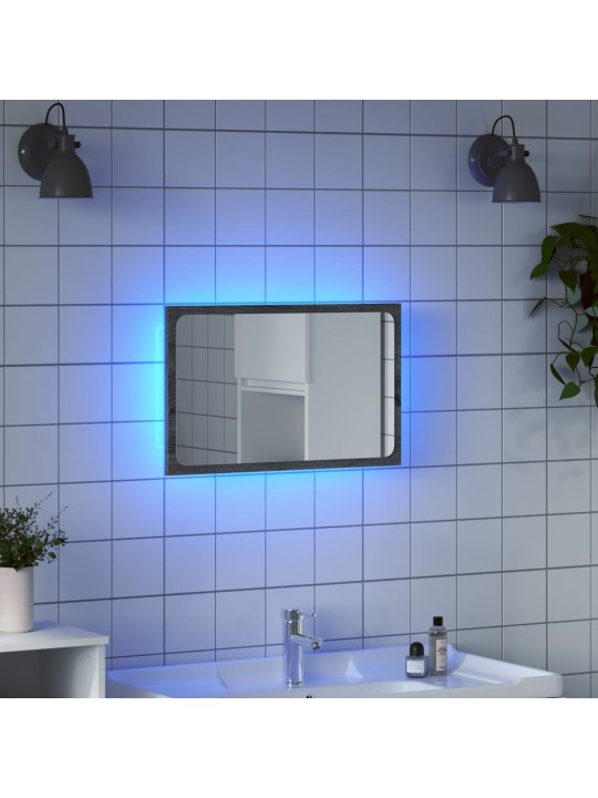 Vannasistabas spogulis ar led, pelēks, 60x8,5x38 cm, koks
