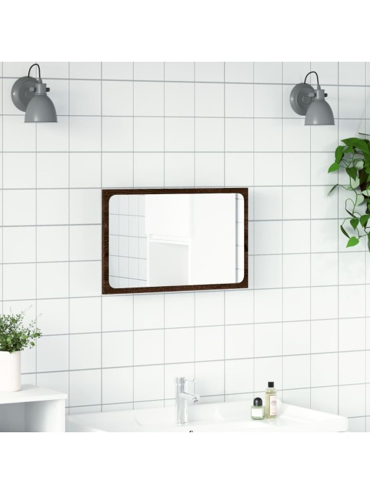 Vannasistabas spogulis ar led, brūna ozola, 60x8,5x38 cm, koks